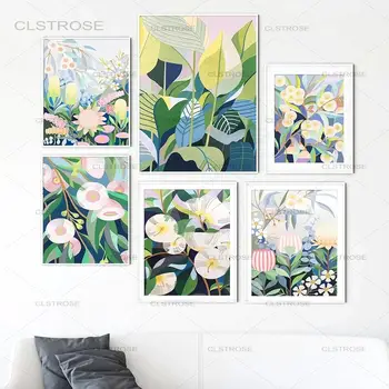 Farebné Kvetinové Listy Wall Art Plátno Na Maľovanie Nordic Abstraktné Minimalistický Plagáty A Potlačou Obrazov Na Stenu Pre Obývacia Izba Dekor