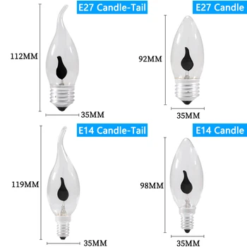 10pcs led žiarovka E14 E27 Edison Blikanie Plameň Led sviečkach AC220V 240V Retro Oheň Osvetlenie Vintage Dekor úsporná Žiarivka