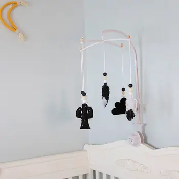 Dieťa Nordic Drevené Korálky Zvonkohry Postieľky Posteľ Bell Mobile Hrkálky Detská Izba Závesné Dekorácie, Hračky