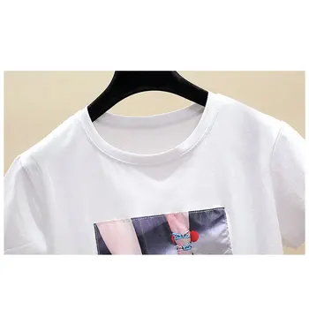 Letné Biele Tričko Ženy Topy Plus Veľkosť Vintage kórejské Oblečenie Žien tričko Krátky Rukáv Bežné Black Tee Tričko Fashion 2020