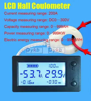 Hala Coulomb meter DC 300V 100A 200A 400A Digitálny Merač Elektrickej energie Power Kapacita Batérie Monitor Olovené/ Li-ion Lithium