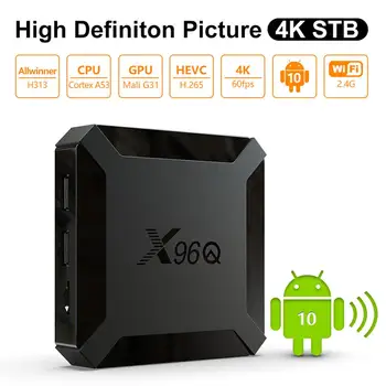 X96Q Android 10.0 Smart TV BOX 2 GB, 16 GB Allwinner H313 Quad Core 4K Mini Set-top rýchly tv box 2.4 G Wifi Youtube pk X96