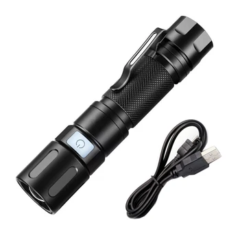 LED Hliníkové Zoomovateľnom Baterka CREE T6 Zoom Linterna Pochodeň USB Nabíjateľné 18650 Vojenskej Taktiky, Výkonný Blesk, Camping