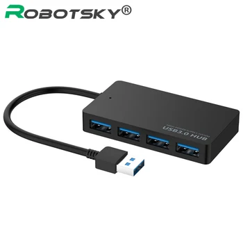 4 Port USB 3.0 HUB 5Gbps Super Speed USB Rozbočovač Kábel Adaptéra Modrá LED dióda pre iMac Notebook Notebook