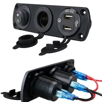 DIY Nepremokavé QC3.0 USB Nabíjačka, Voltmeter pre zapaĺovač 3 v 1 Nabíjanie Panel pre Auto, Loď RV Morských Skúter Truck