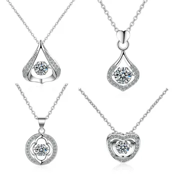 Elegantné 925 Sterling Silver Jednoduché Geometrické Kolo Oslňujúci CZ Prívesok Náhrdelníky pre Ženy Mincový Striebro Šperky
