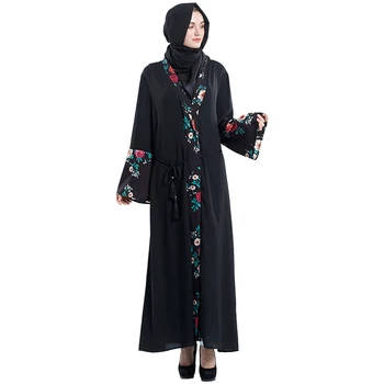 Pôvodné priame F8854 Moslimská žena tlač koláž cardigan Abaya šaty je horúce predávajúci v dubaji Turecko