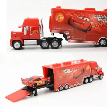 Disney Pixar Cars 2 KS Truck+Auto KOVOVÉ Diecast auto Disney #95 McQueen Mack Truck Kráľ Kuriatko Hick hračky pre Deti, chlapci