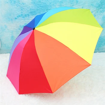 10 farieb Ženy parasol Dúhový Dáždnik Veľký Tri skladacie Farebný Dáždnik Žena Slnečný A Daždivé Dáždnik
