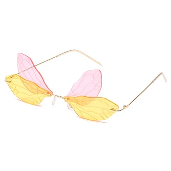 Nové Elegantné Motýľ bez obrúčok slnečné Okuliare pre Ženy, Módne, Elegantné Farebné Odtiene Lístia Ľahkej Zliatiny slnečné Okuliare UV400