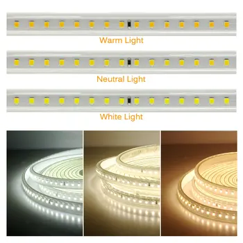 220V LED Pás SMD 2835 Vysoká Bezpečnosť Vysoký Jas LED Pásky 120LEDs/m Flexibilné LED Svetlo Vonkajšie Vodotesný LED Pás Svetla