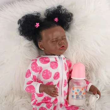 Hoomai 43 cm Nového Čiernej Kože Saskia S Zubov Reborn Todderl Dievča Baby Doll celého Tela Silikónové African American Dieťa