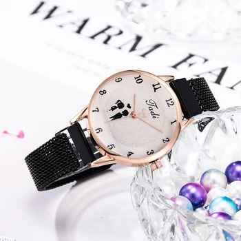 Ženy Sledovať Zliatiny Magnet Oka Kapely Žena Hodiny Pár Náramok Kombinácia Súbor náramkové hodinky, Čierne Luxusné Quartz Relogios reloj