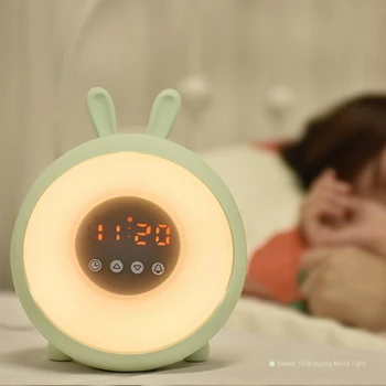 Farebné LED Nočné Svetlo Budík Silikónové USB Nabíjateľné Spálňa Nočná Lampa pre Deti Baby
