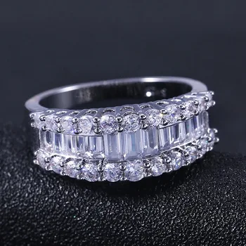 Nové Trendy Crystal Zapojenie Pazúry Dizajn Ženské Svadobné šperky AAA Biely Zirkón Kubických elegantné krúžky Hot Predaj Prstene Pre Ženy