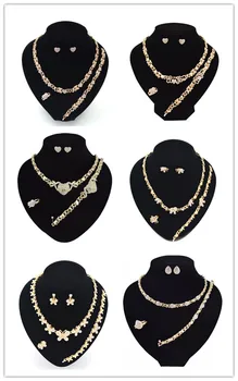 6 Set/Veľa wholesales žena šperky set 14K pozlátené Náušnice, Náhrdelník Svadobné šperky sady Nigérijský dámske šperky zobraziť