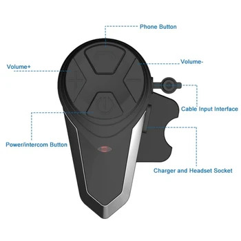 BT-S3 1000M Bezdrôtové pripojenie Prenosných Motorových Bluetooth Intercom Motocyklové Prilby palubného telefónu Headset Nepremokavé Bezdrôtová Motoy