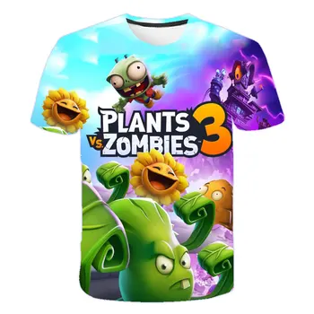 Rastliny Vs Zombie Wars 3D Tlač T-Shirt Slnečnice Rastlinami A Zombie Grafické Vtipné Deti Oblečenie Móda Bežné Krátke Rukáv Top