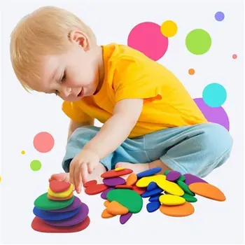 Farebné Dlážděným Bloky Puzzle Montessori Stohovanie Začiatku Vzdelávacieho Hračka Pre Malé Deti Batoľa