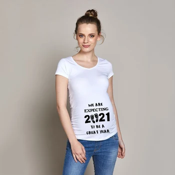 Dieťa Sa Načítava 2021 Lete Legrační Karikatúra Tlače Tehotenstva T-Shirt Topy Materskej Oblečenie Plus-Krátky Rukáv Veľkosť Oblečenia