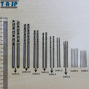 TASP 25pcs Micro Mini Vrtákov Sada 0,5 mm~3 mm pre PCB Remesiel a Šperky Rotačný Nástroj Príslušenstvo