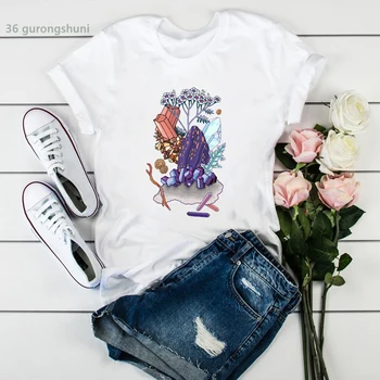 Kawaii Estetické dámske Letné Harajuku Ženy Tričko Tumblr Topy Tee Zábavné Húb, Lesných Grafické Tlače Camiseta Mujer T-shirt