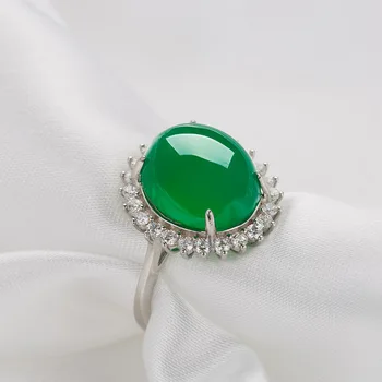 Nový silver vykladané s zelenej chalcedony nastaviteľný krúžok ušľachtilý elegantné jedinečné čaro Čínske ženy značky šperky
