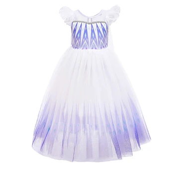 Dievča Elsa Cosplay Kostým Princezná Šaty 2020 Lete Krátky Rukáv Deti Oblečenie Oka Šaty Detské Deň Narodeninovej Party Kostým