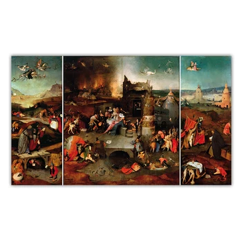 Citon Hieronymus Bosch《Pokušenie Svätého Antona,1501》Plátno olejomaľba Umelecké dielo, Plagát, Obraz na Stenu Pozadia Dekorácie