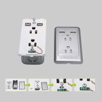 NÁS Wall Panel-Vývod s Duálny USB Nabíjačka, Elektrické Zásuvky Duplex Zásuvkou Zásuvka pre Domáce Izba Použitie