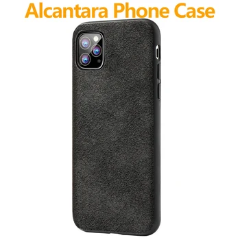 Taliansky Alcantara Telefón Späť puzdro pre iPhone 12 Pro Max 11 X XR XS Max SE 2020 Luxusné Umelé Business Kožené Zimné Kryt