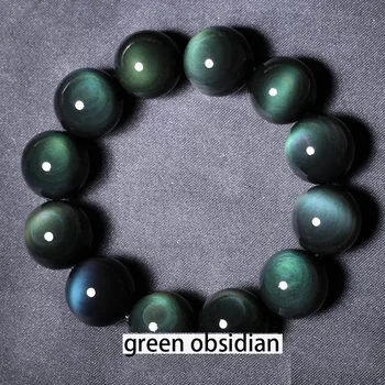 Prírodné Kamene Obsidián Rainbow Očí Zelená Unisex Kúzlo Náramky Muži Ženy Módne Šperky Šťastie Okrúhle Korálky Úsek Náramok