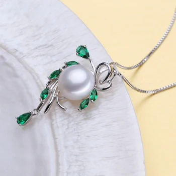 FENASY 925 Sterling Silver prírodné perly šperky sady pre ženy,Emerald stud náušnice,náhrdelník prívesok zásnubný prsteň