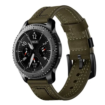 22 mm Hovädzie Kože Watchband pre Samsung Galaxy Sledovať 46 mm verzia pre Výstroj S3 SM-pre Huawei R800 Športové Hodinky Band Náramok na Zápästie
