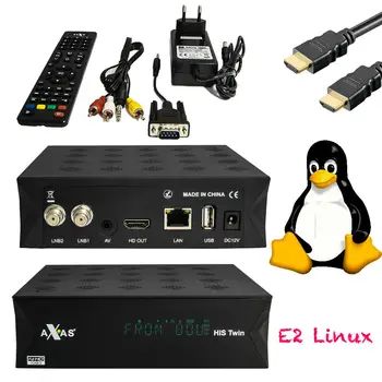 Axas Jeho Twin DVB-S2/S HD Enigma 2 Satelitná TV Prijímač WiFi + Linux E2 Otvoriť ATV H. 265 Linux tv box