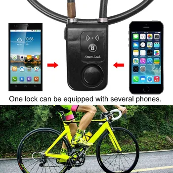 Trvanlivé Nepremokavé Smart Bluetooth Požičovňa Bezpečnostný Zámok Medený Kábel 105dB Alarm Proti Krádeži Zámok Na Bicykel Motocykel Brány