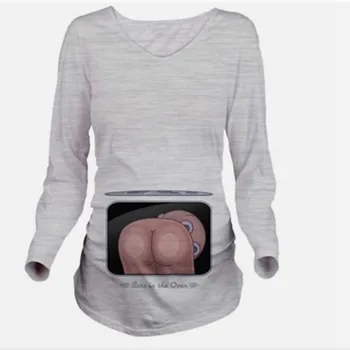 Jeseň Dieťa prd 3D Tlač Tehotné Materskej t košele Ženy Bežné Tehotenstva, Oblečenie Pre Tehotné Ženy Gravida Bavlna Vestidos