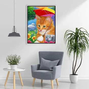 5D DIY Diamond Výšivky Mačka Obraz Drahokamu Mozaiky Zvieratá Diamond Maľby Plné Námestie /Kolo Ručné Home Decor Art