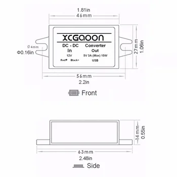 XCGaoon Auta DC-DC Konvertor Modul Kábel s 2 USB Port, vstup DC 12V Na USB 5V Výstupný 3A, Poplatok pre iPhone, Smartphone, mobilné