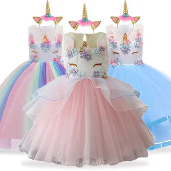 Unicorn Zdobiť Vianočný Deti Šaty Pre Dievčatá Moana Elsa Kostým Dievčatá Princezná Šaty Detí, Narodeniny, Party Šaty fantasia