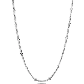 925 Sterling Silver Rose Gold & Silver Spojené Srdcia & Korálkové Reťaze Náhrdelník Fit Módne Perličiek Kúzlo Trendy DIY Šperky