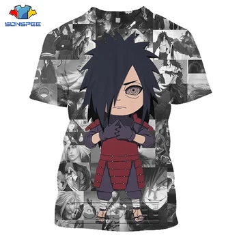 Anime Naruto Uchiha Madara Harajuku tričko Chlapci Dievčatá Mládež Top Tees Muži Ženy T-shirt 3D Tlač Oblečenie sám Hip hop t-shirt