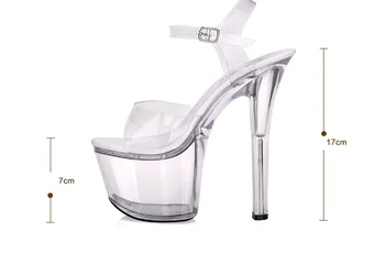 Sandále Ženy Platforme Modelu T fáze Ukazuje Sexy Vysoké podpätky 10-20 cm Vysoko Transparentné Nepremokavé Sandále Veľké 35-42