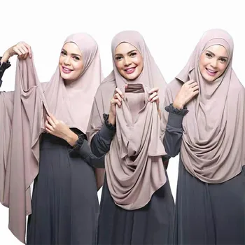 2019 ženy obyčajný bublina bavlna jersey šatku na Hlavu hidžáb zábal farbou šály foulard femme moslimských hijabs obchod pripravený na nosenie