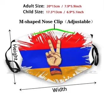 Viva Arménsko ???? ??????? Vlastný Vzor Umývateľný Filter Pm2.5 Dospelých, Deti Masky Prihlásiť Arménsky Vlajka Arménsky Trikolóra