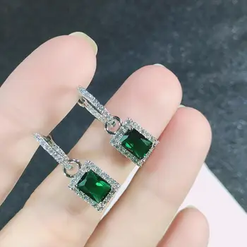 2020 Módne SWA Nové ANJELSKÉ OBDĹŽNIKOVÝ Prebodol Elegantné Náušnice Prívesok, Zelená Obdĺžnik Dekorácie Ženské Romantické Šperky Darček