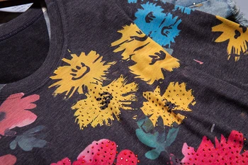 Horúce vŕtanie kvetinový vytlačené t shirt ženy 4XL 2020 jar tričko slim dlhý rukáv topy o-krku grafické tees basic tee tričko femme