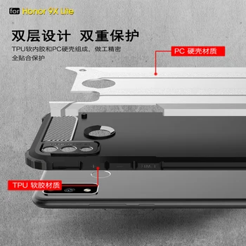 Pre Huawei Honor 9X Lite puzdro Česť 9X Pro Premium Anti-knock Nárazníka Robustný Brnenie Silikónové Späť Telefón Prípade Česť 9X Lite