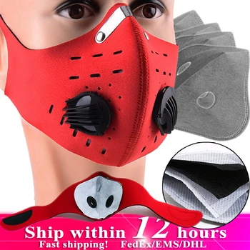 2 ks Muži Ženy Vonkajšie Umývateľný Non-jednorázové Masky s Manželskou Dych Ventily 5-vrstva Meltblown Non-tkané Filter, Tesnenie Pad