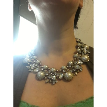 2017 Z módny náhrdelník golier Náhrdelníky & Prívesky crystal kostým vyhlásenie náhrdelník choker simulované pearl prívesok Náhrdelníky